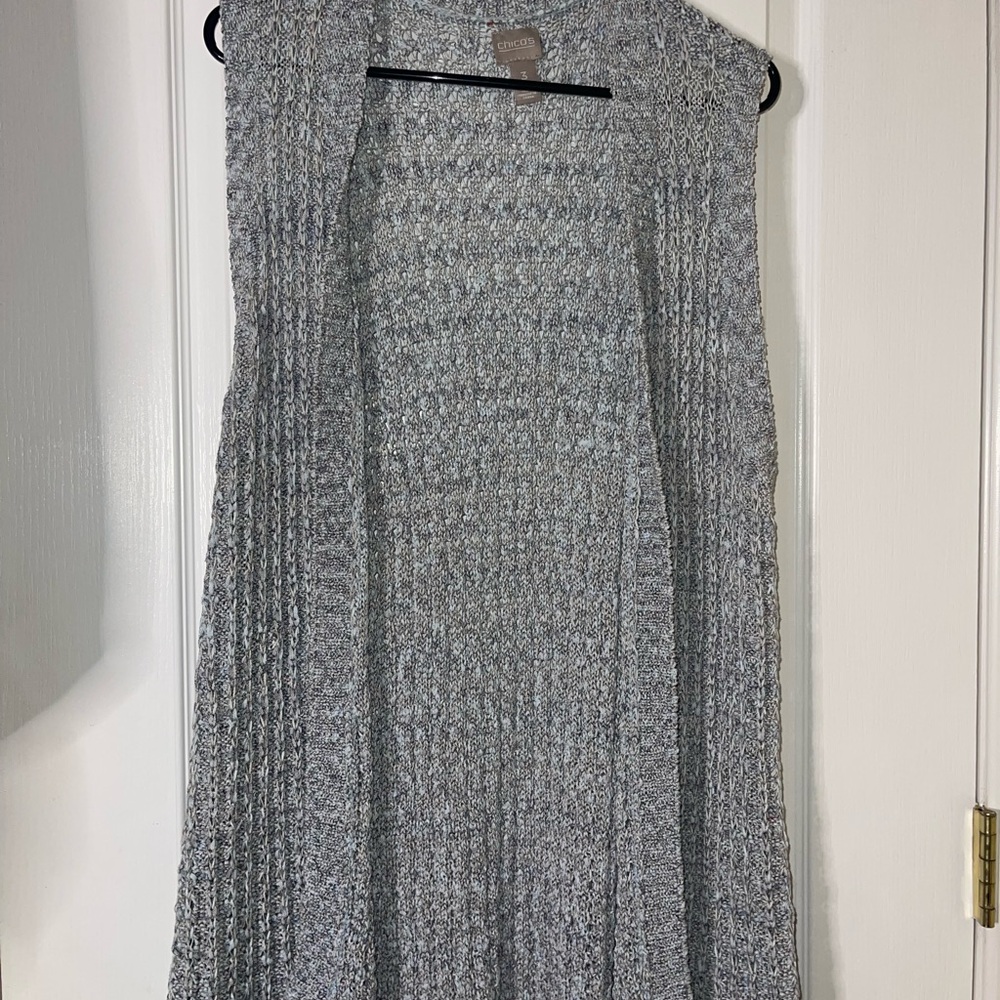 Gray Knit Sleeveless Cardigan